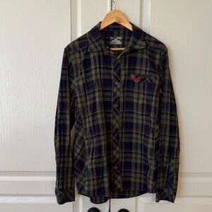 Under Armour Olive Green & Navy Plaid Long-Sleeve Button-Down Shirt